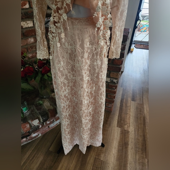 Lorrie Kabala Vintage 80s Lace Two Piece Skirt Set Romantic Boho - Picture 8 of 14